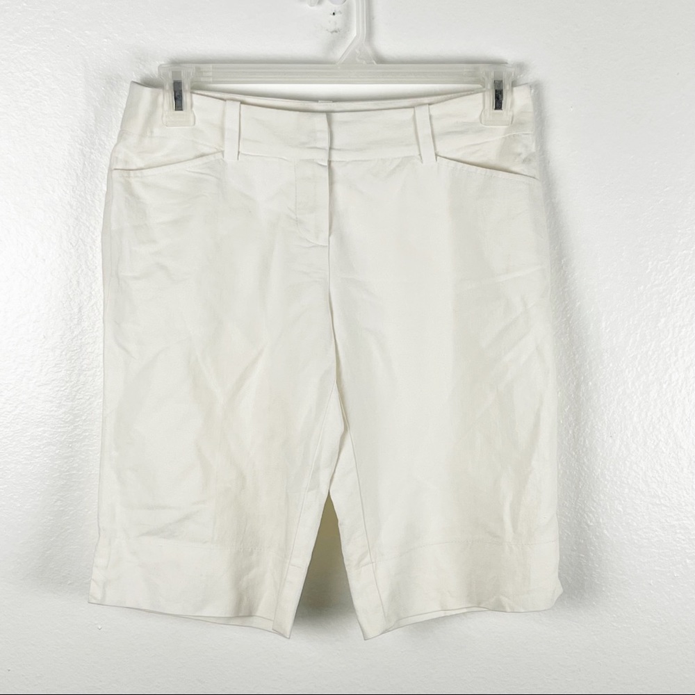 TRINA TURK Off White Linen Blend Lined Shorts Size 4 Bermuda Preppy Nautical